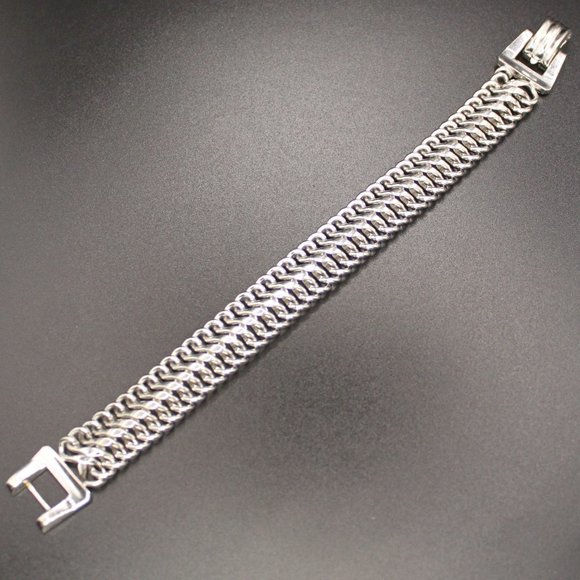 Vintage Signed CORO PEGASUS Thick Link Bracelet Silver Tone 7.5" Long 1950s - Picture 11 of 15